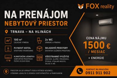 FOX - Prenájom nebytového priestoru – sídlisko Na Hlinách 